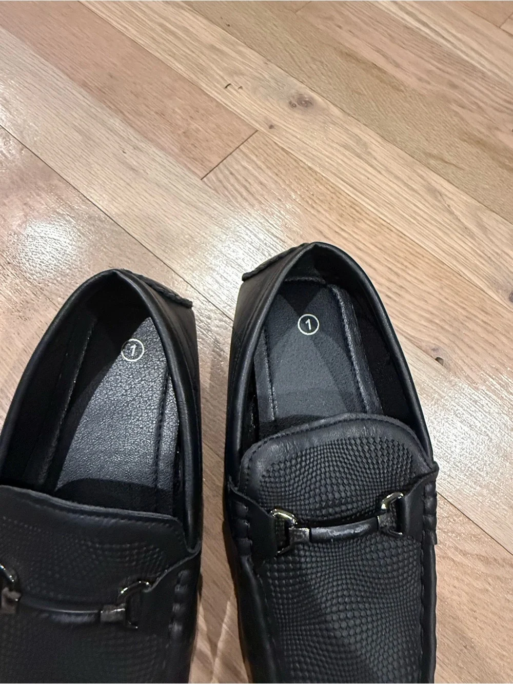 Kids Black Slip-On Dress Loafers with Bit Detail